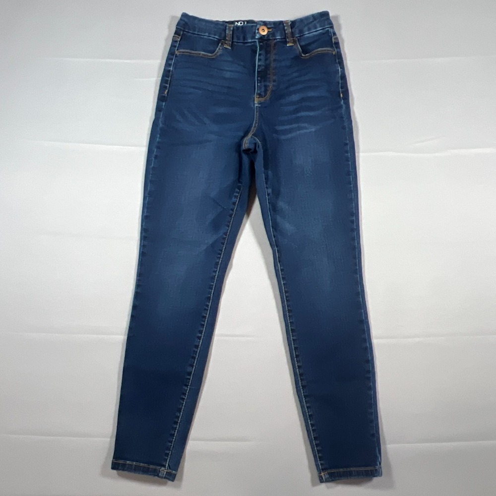 No Boundaries Skinny Jeans Junior 9 Blue Whiskers Denim Cotton Stretch Dark Wash